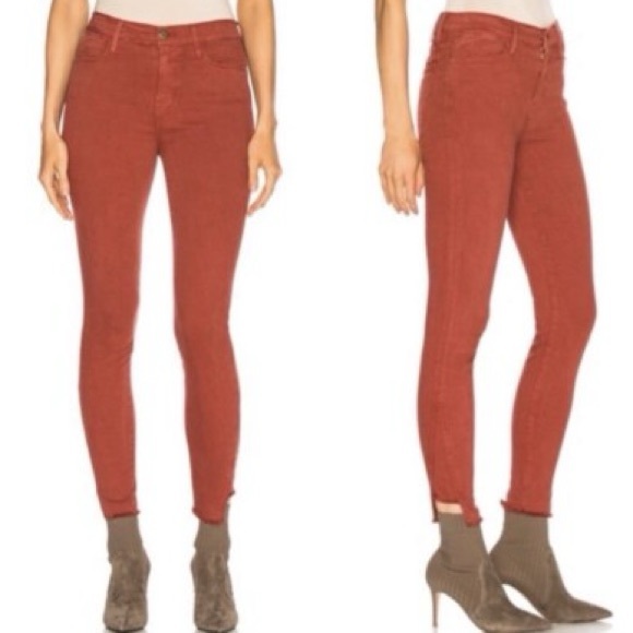 Frame Denim Rust Red Orange Le High Skinny Jeans 26 - Picture 1 of 12